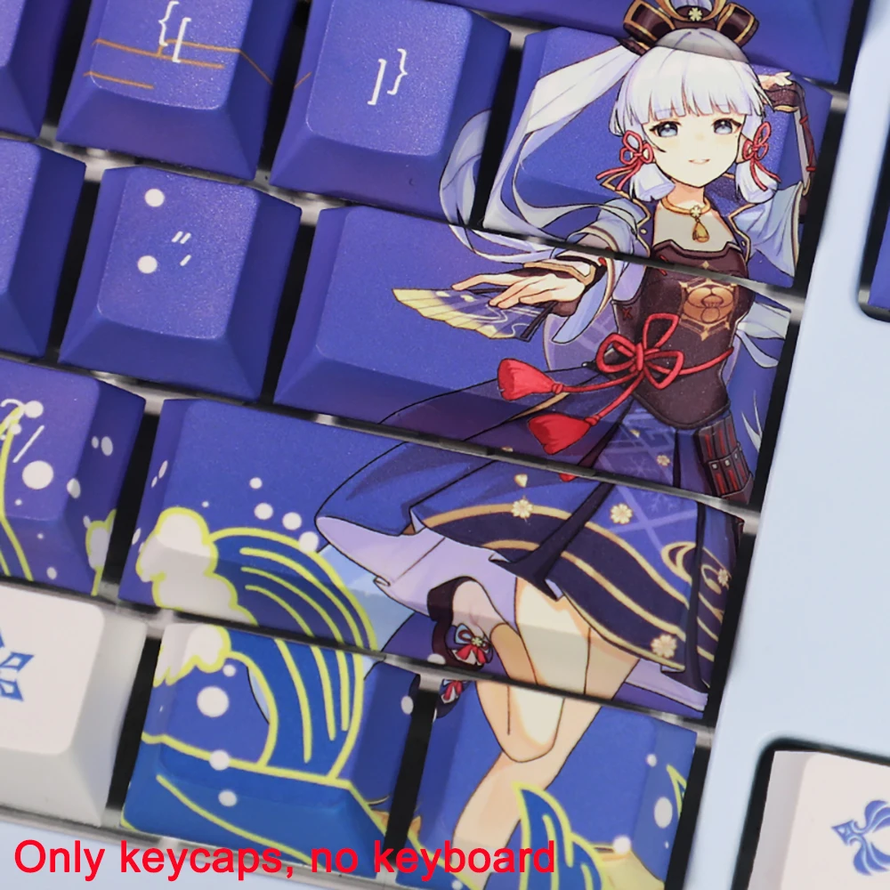 108 Key Genshin Impact Keycap Kamisato Ayaka PBT Dye Subbed Cherry Backlit Keycap Anime Gaming Key For ANSI 61 87 104 108 Layout