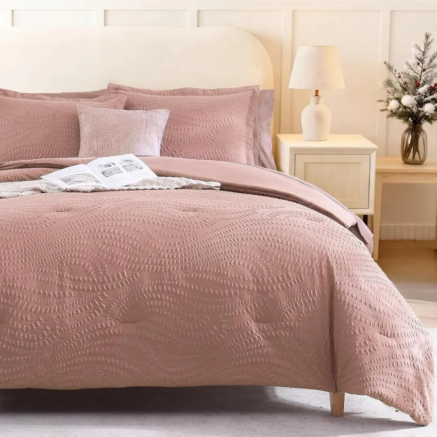 

Полноразмерный комплект одеял — 7-секционный комплект постельного белья с ботанической текстурой, всесезонная легкая кровать в сумке с одеялом