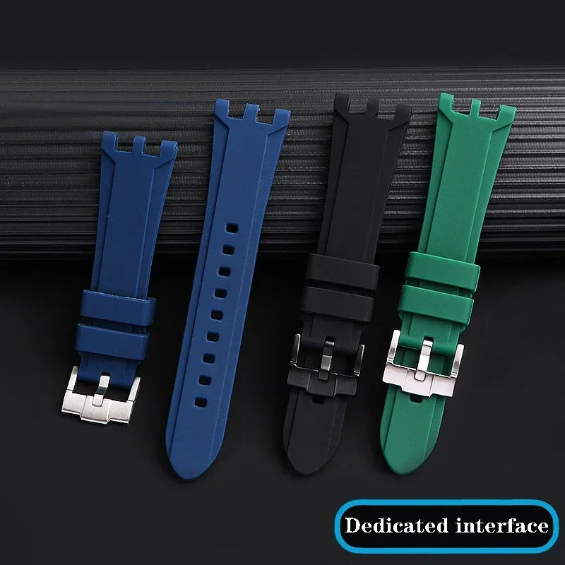 Para versace V-RACE série dupla pulseira de silicone acessórios relógio 24mm à prova dwaterproof água cinto entalhe especial côncavo borracha pulseira relógio