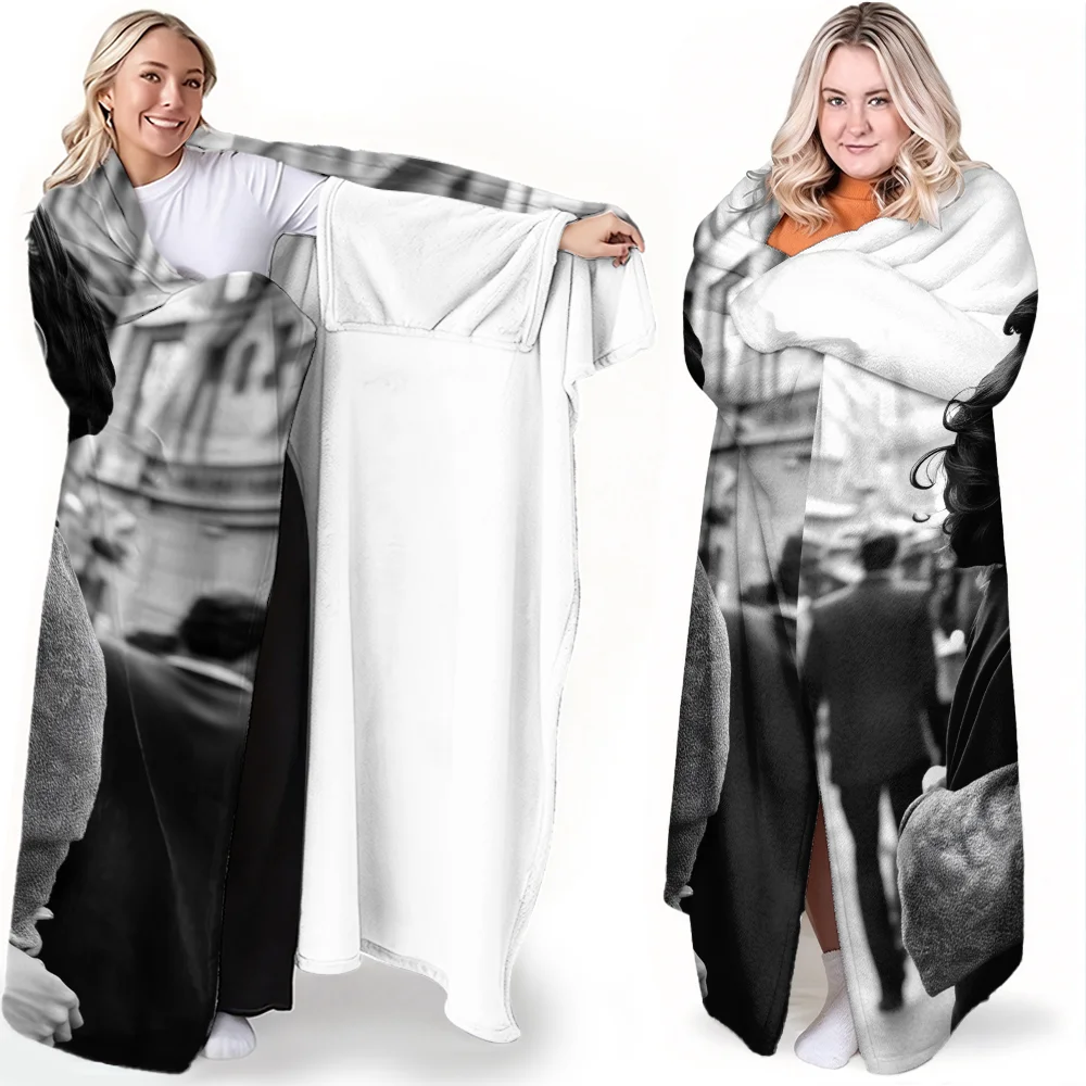 Customize your photo on this women's blanket-style hoodie—a soft, warm, and comfortable parachute blanket suitable for both men