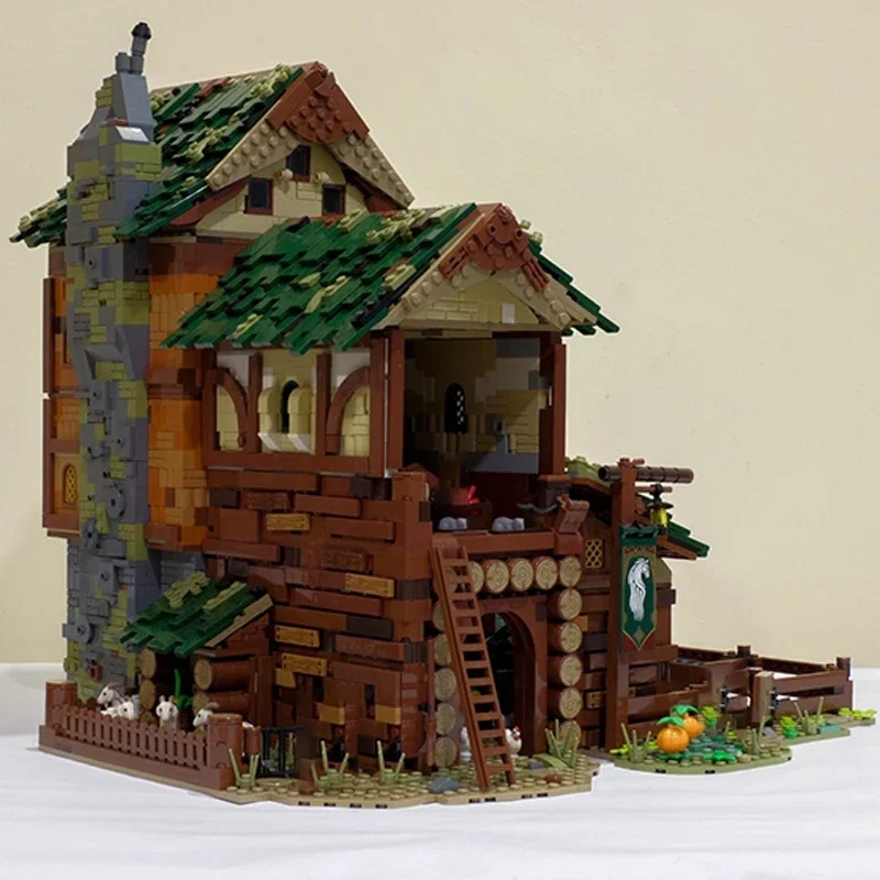 Moc blocos de construção modular medieval celeiro tijolos técnicos diy montagem brinquedos construção para crianças presentes do feriado