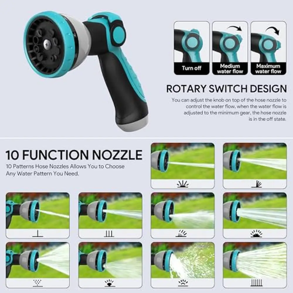 Kołowrotek do węża ogrodowego montowany na ścianie 1/2 "×120 stóp automatyczna blokada zawijania mosiężne złącze 10 wzorów dysza antykorozyjna hybrydowa osłona węża każdy