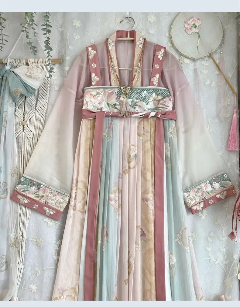 

Платье ханьфу, женский традиционный китайский костюм для косплея, платье ханьфу древней династии Тан, летние комплекты из 3 предметов, большие размеры XL