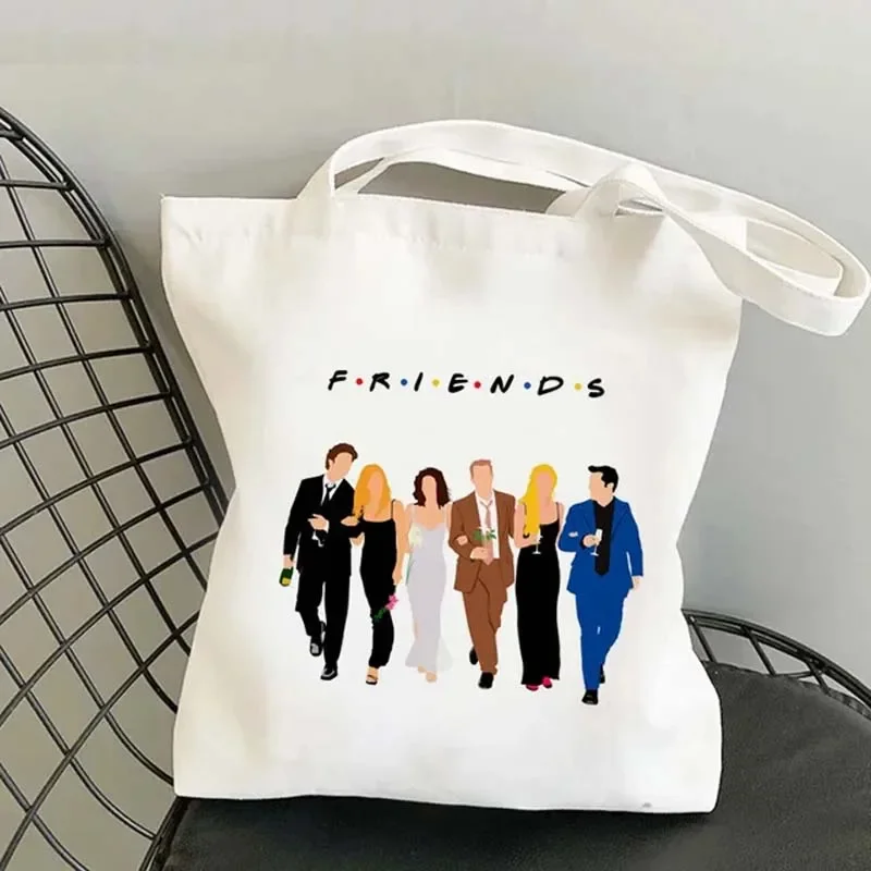 Friends Tv Show Shopping Bag Handbag Reusable Shopper Commuter Tote Harajuku Canvas One Shoulder