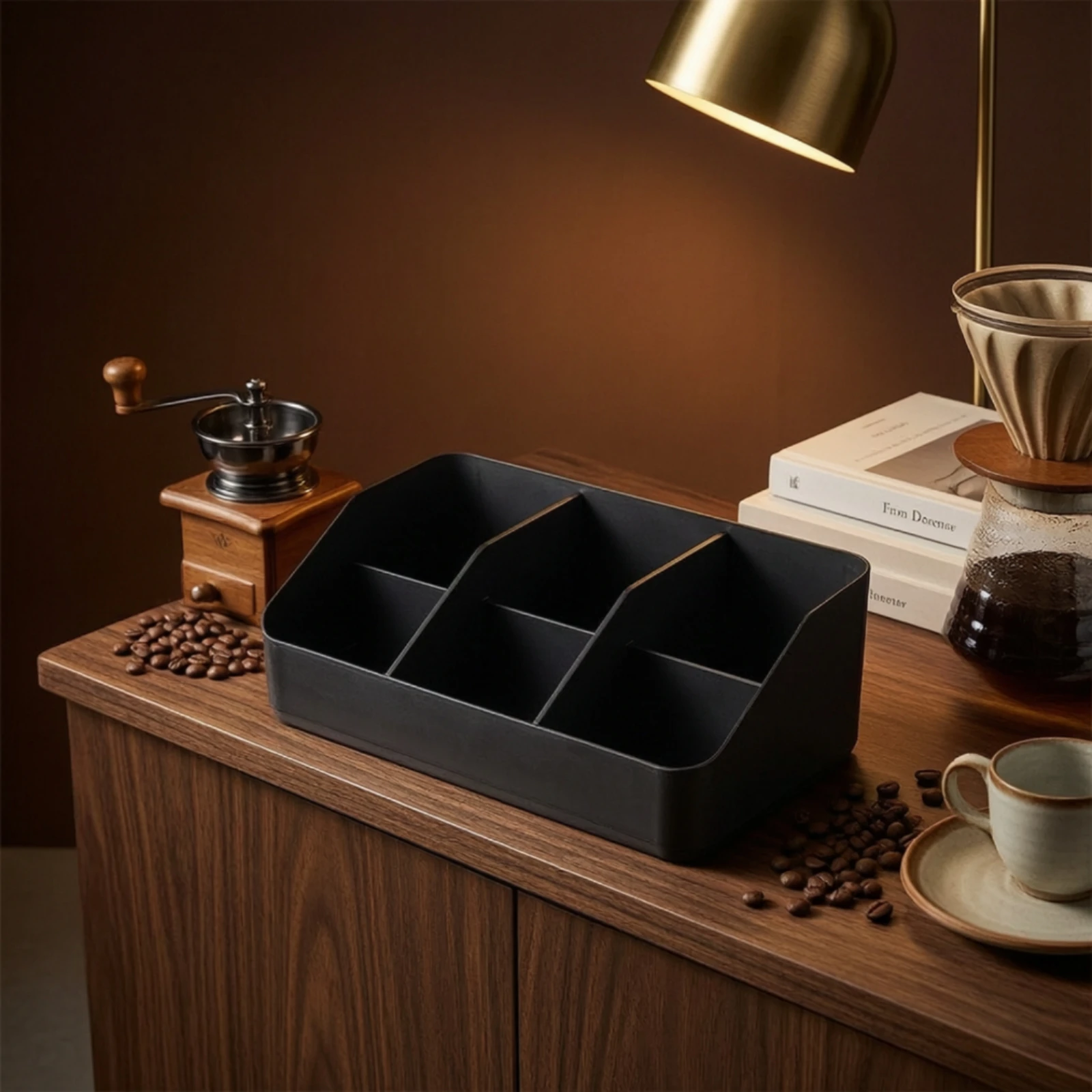 Coffee Station Organizer Multi-Compartment Cup and Condiment Organizer Cup and Condiment Station Two-Tier Storage Storage Rack