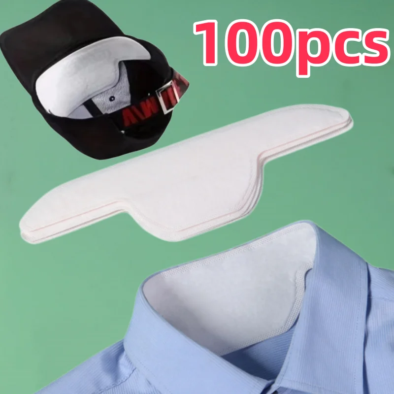 10/50/100pcs Hats Collar Sweat-Wicking Pads Inner Lining Protection Stickers Disposable Absorbent Dryness Patch for Caps Shirt