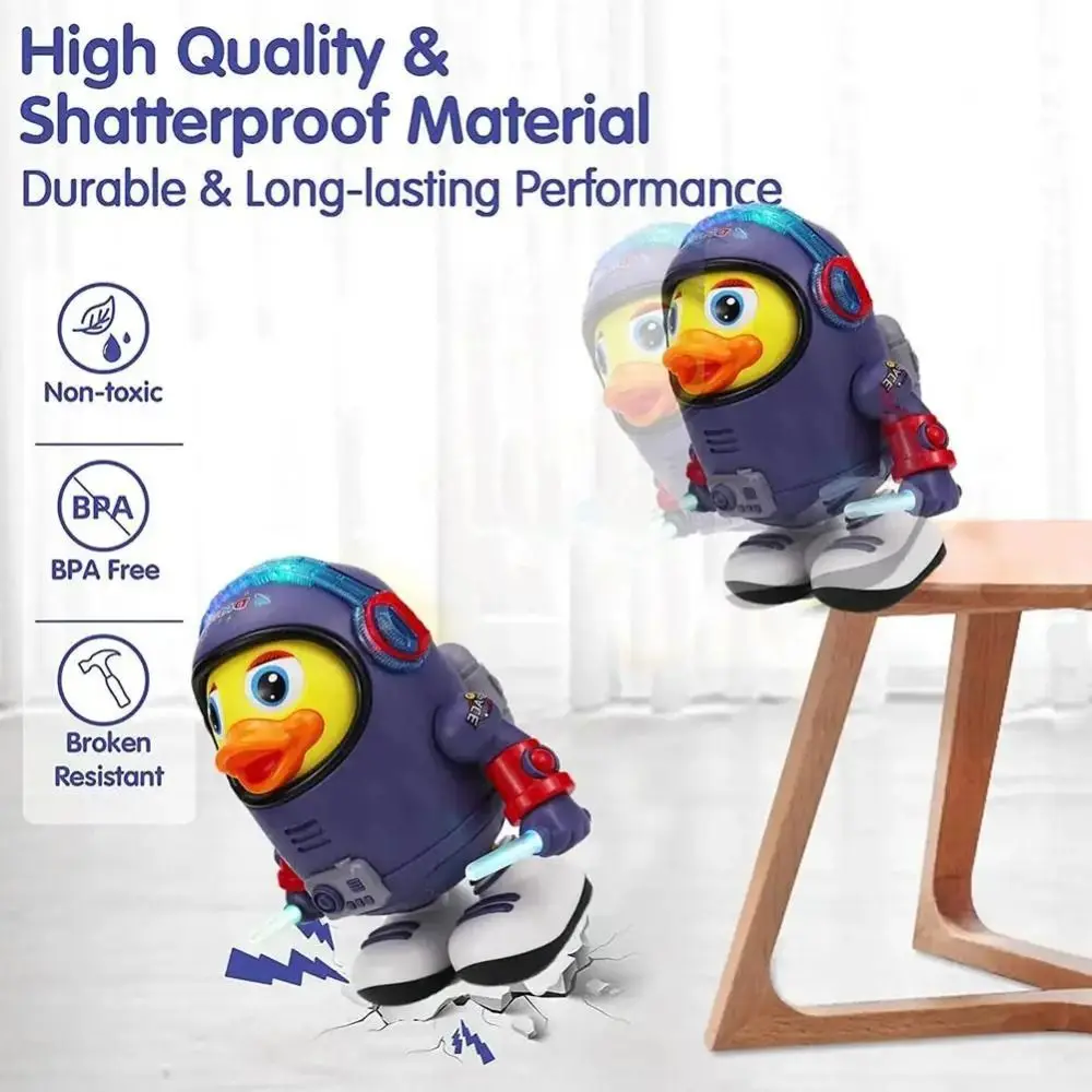 Plastic Dancing Astronaut Duck Toy Interactive Sound And Light Electric Dance Space Duck Craft Decor Swinging Dance
