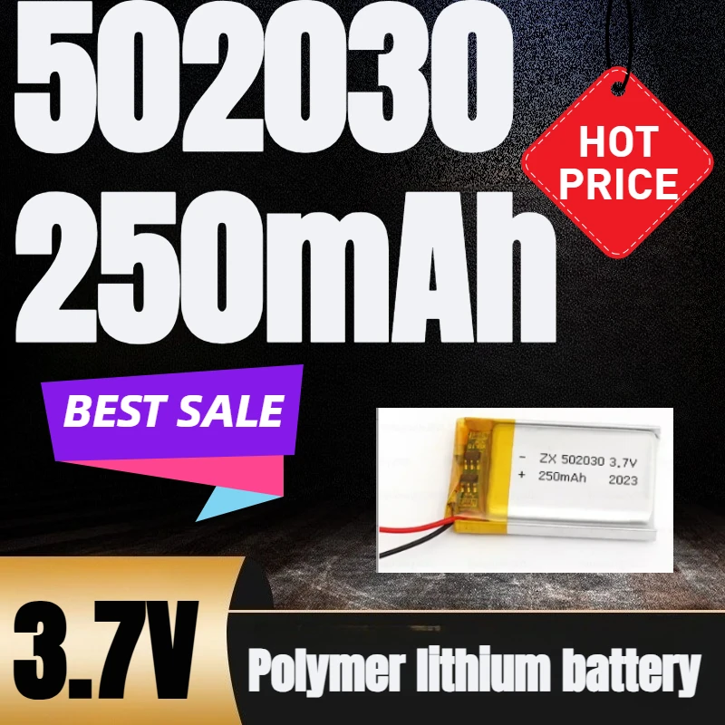 1-100PCS 502030 3.7V 250mAh Polymer Lithium Rechargeable Battery for GPS Navigator MP5 Bluetooth Headset PS4