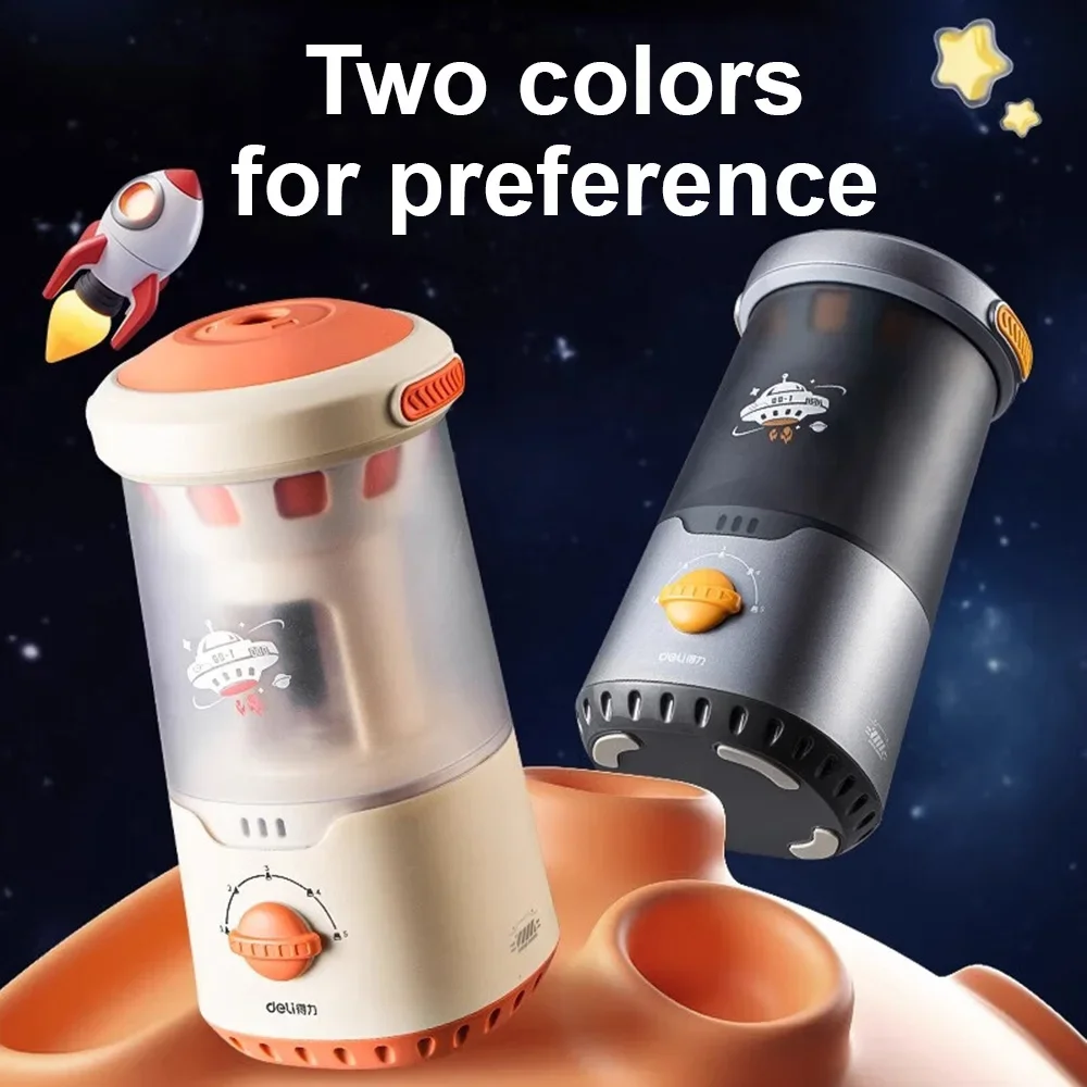 Deli Space Theme Full Automatic Electric Pencil Sharpeners Type-C Fast Charging Dispenser Gift for Children Back to School