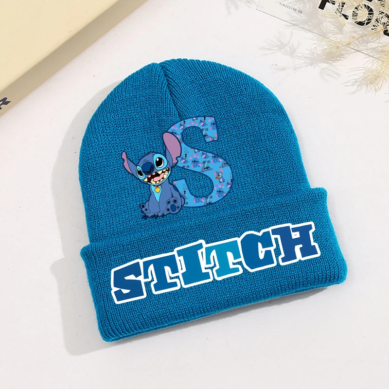 New Stitch Disney Baby Hat Children Knitted Hats Cute Cartoon Letter Printed Hat Kawaii Boy Girl Warm Cap Autumn Winter Clothing