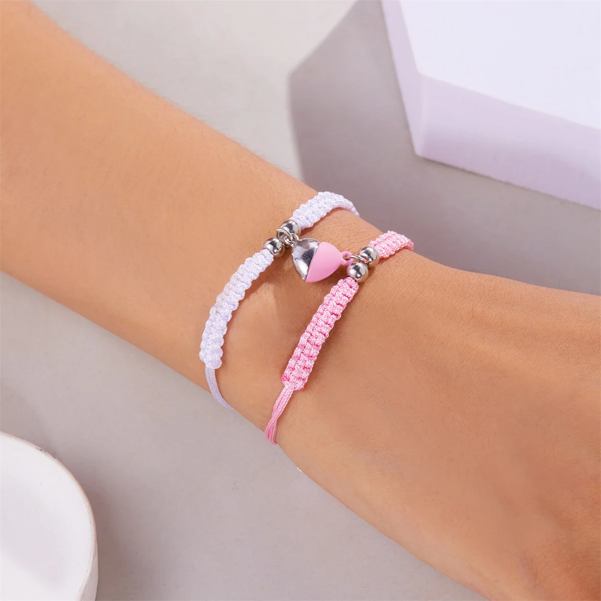 2 Teile/satz Romantische Herz Magnetische Gewinnen Paar Armband Für Frauen Männer Mode Geflochtenen Seil Passenden Armband Freundschaft Schmuck – Detail 39