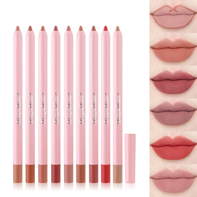 Lápiz labial mate resistente al agua, delineador de labios Sexy, Nude, marrón, rojo, tinte de contorno, lápiz labial duradero, taza antiadherente, maquillaje cosmético
