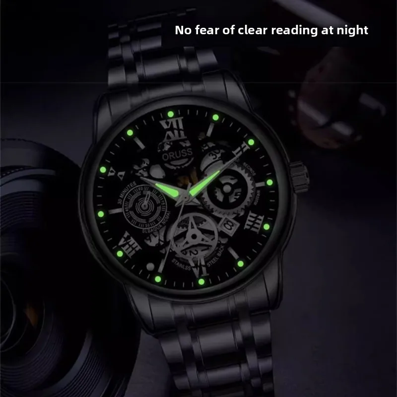 

Мужские подлинные швейцарские автоматические механические кварцевые часы, деловые, расширенные, светящиеся