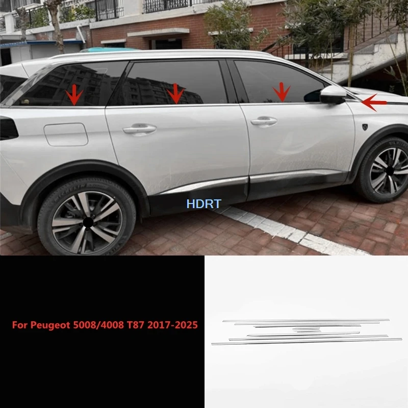 

For Peugeot 5008/4008 T87 2017-2025 Window Side Glass Trim Center Pillar Cover Body Fit Car Styling Accessories Exterior Sticker