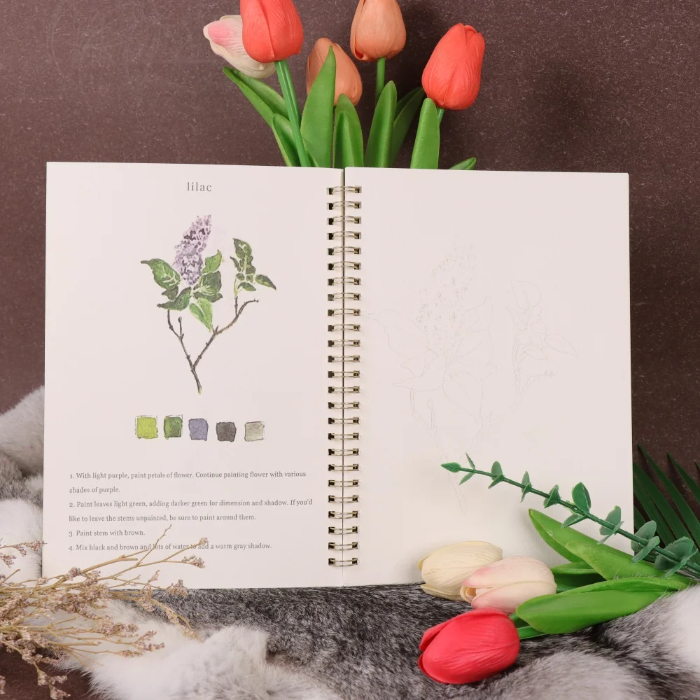 Watercolor Flower Workbook: Watercolor Coloring Book, a wonderful gift, 12 beginner-friendly light-drawn illustrations, a great