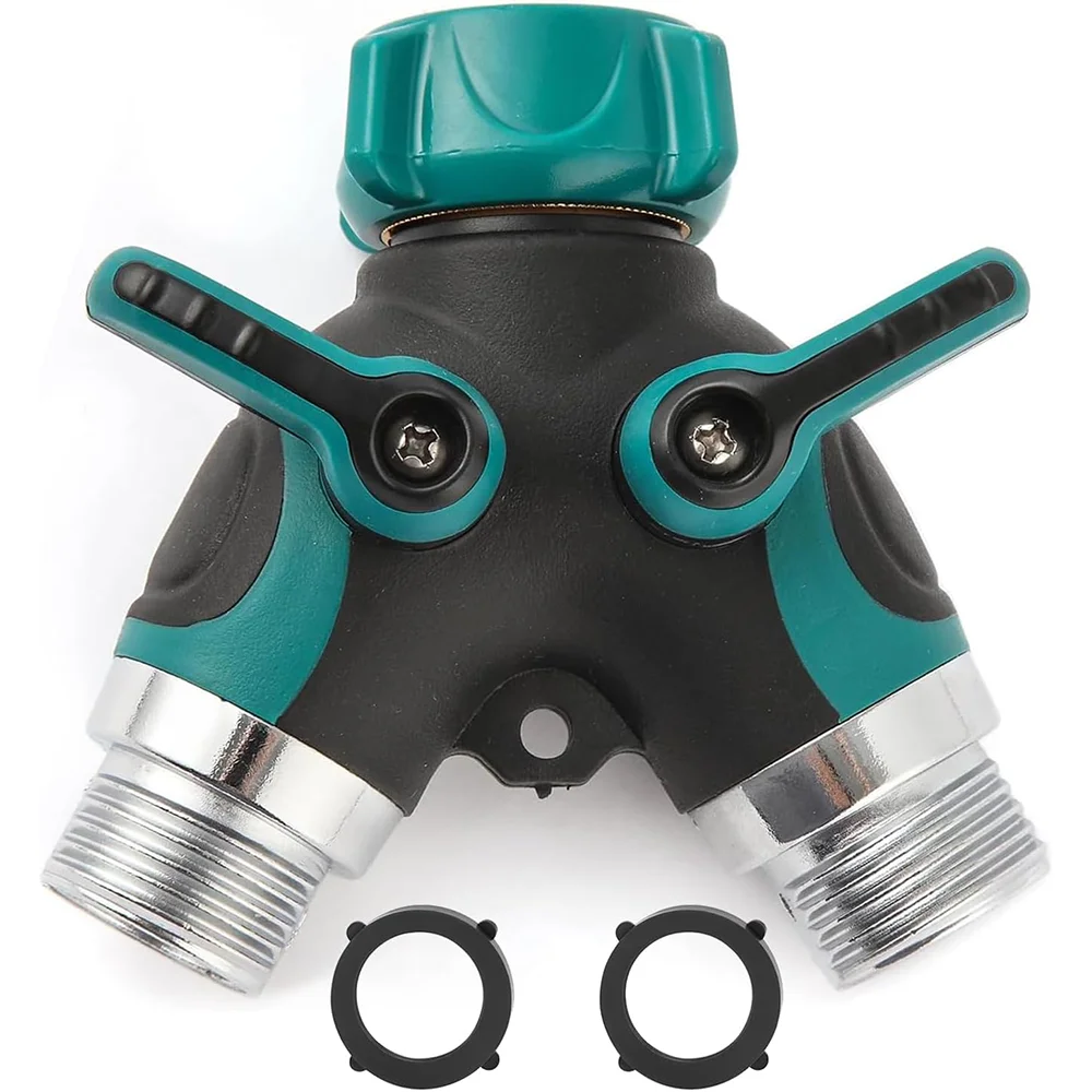 Hose Splitter 2 Way Heavy Duty Y Valve, Spigot Splitter for Garden Hose, Water Hose Y Splitter with 2 Extra Rubber Washers