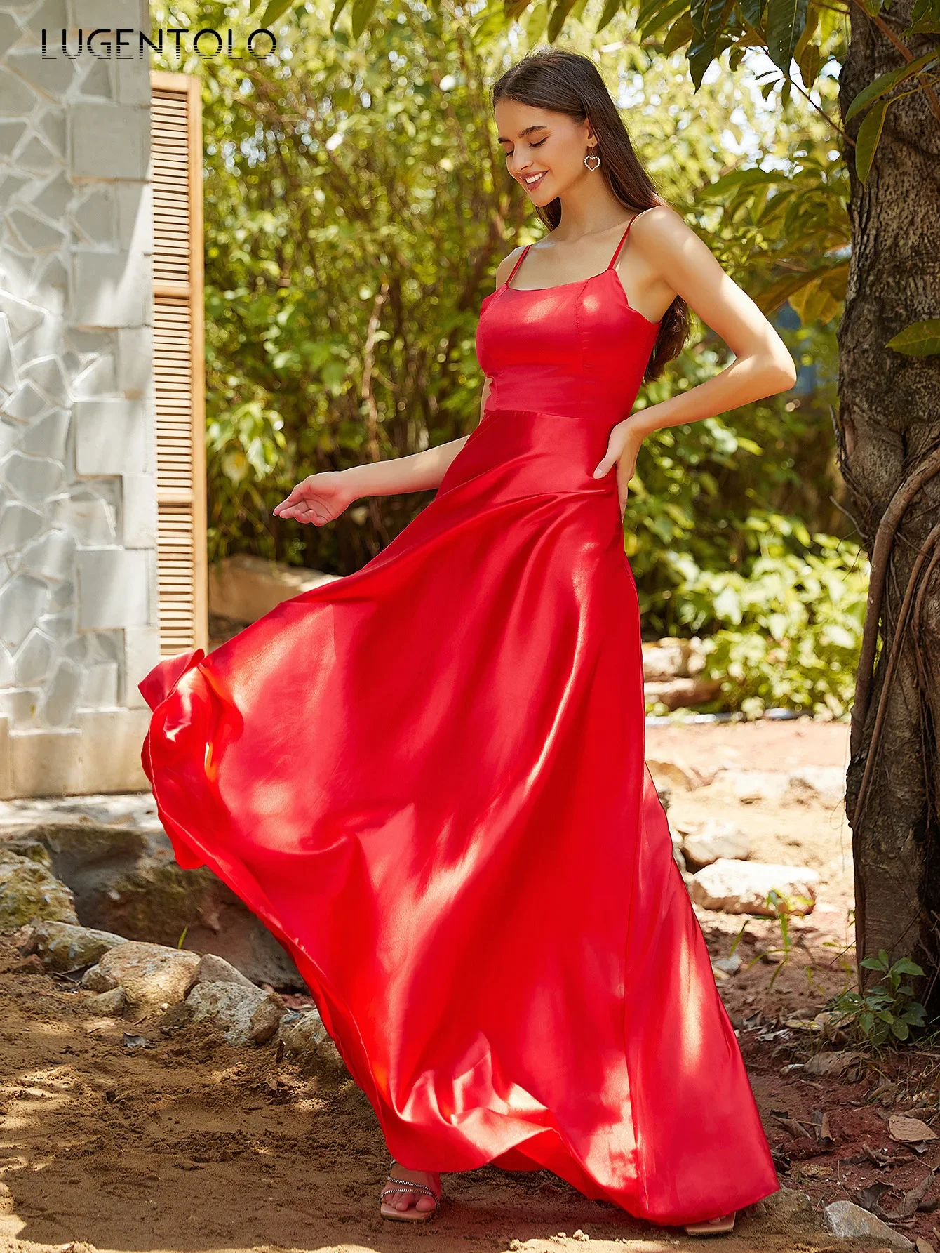 Sexy Hosenträger Kleid Frauen rücken freie Party Schnürung große Schaukel Dame Frühling Sommer schlanke ärmellose rote neue lange Kleider