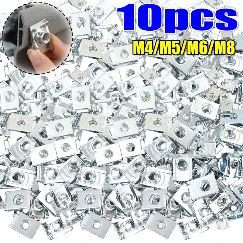 M4 M5 M6 M8 U Type Clips Plate Leaf Spring Stainless Steel Nut Reed Nuts for Car Motorcycle Scooter ATV Accessories 5/10pcs
