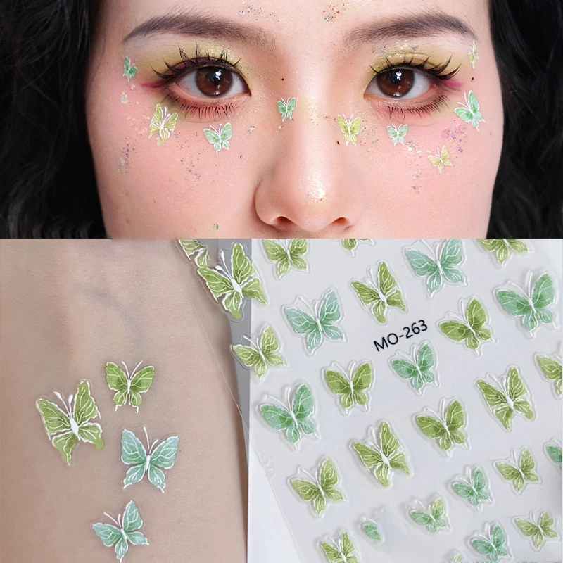 Mode Vlinder Gezichtsstickers Party Facial Diy Decoratie Accessoires Creatief Podium Make-Up Sticker Met Zelfklevend