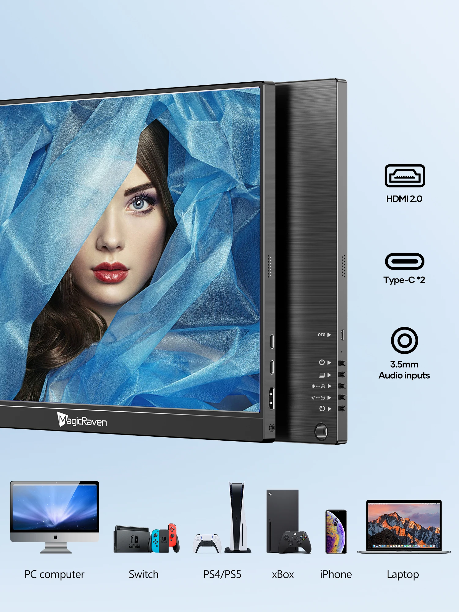 Amoudo 16インチ 3840*2400P 60Hz セカンドモニター デュアルUSB C HDMI PS4/5 Xbox Switch MAC PC スマホ対応 ポータブルモニター