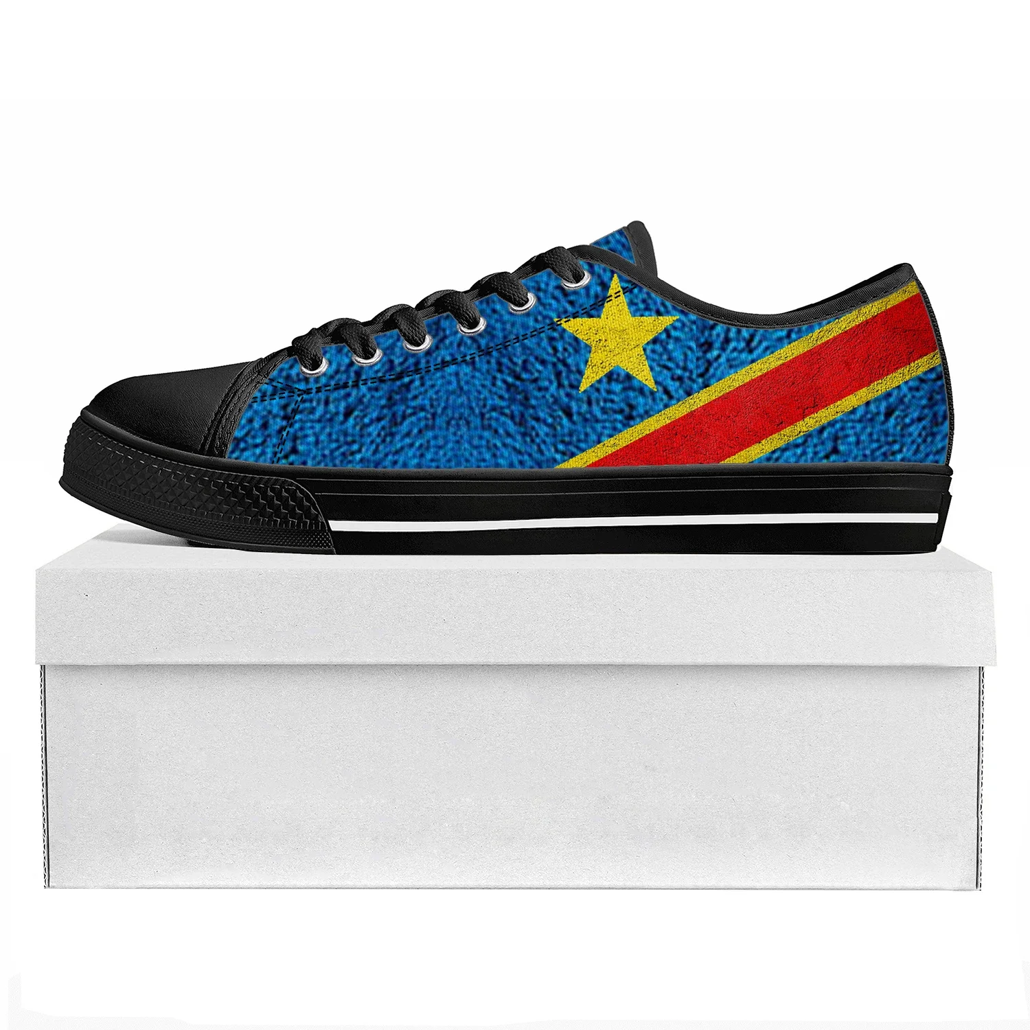 Democratic Republic of the Congo Flag Low Top High Quality Sneakers Mens Womens Teenager Canvas Sneaker Couple Shoes Custom Shoe