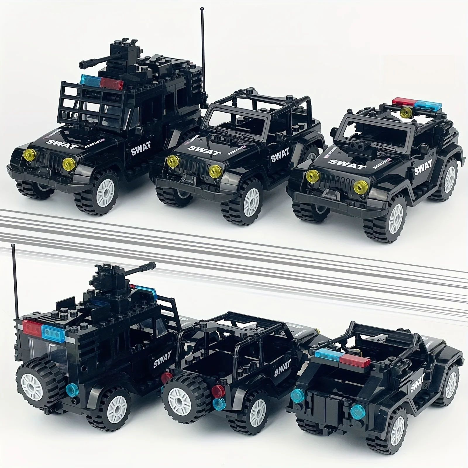 جيب بيليه نموذج على الطرق الوعرة لبنات البناء ، سيارة سوداء صغيرة ، لغز ، هدية العيد