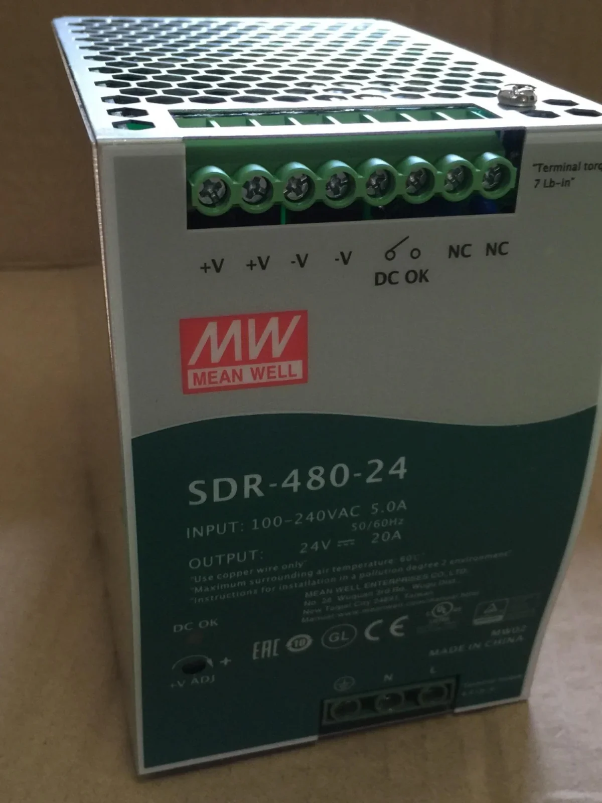 SDR-480 Taiwan Mingwei 24/48V Rail DC Switching Power Supply 480W Active PFC High Efficiency New