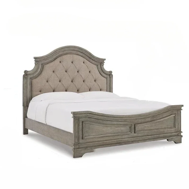 

American country solid wood French retro 1.8 meters master bedroom double bed wedding 1.5 meters simple and old princess bed