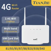 TIANJIE 4G CPE Router Modem 300Mbps 4G LTE Router Wireless Modem 2 External Antenna with Sim Card Slot Indoor Wifi Router