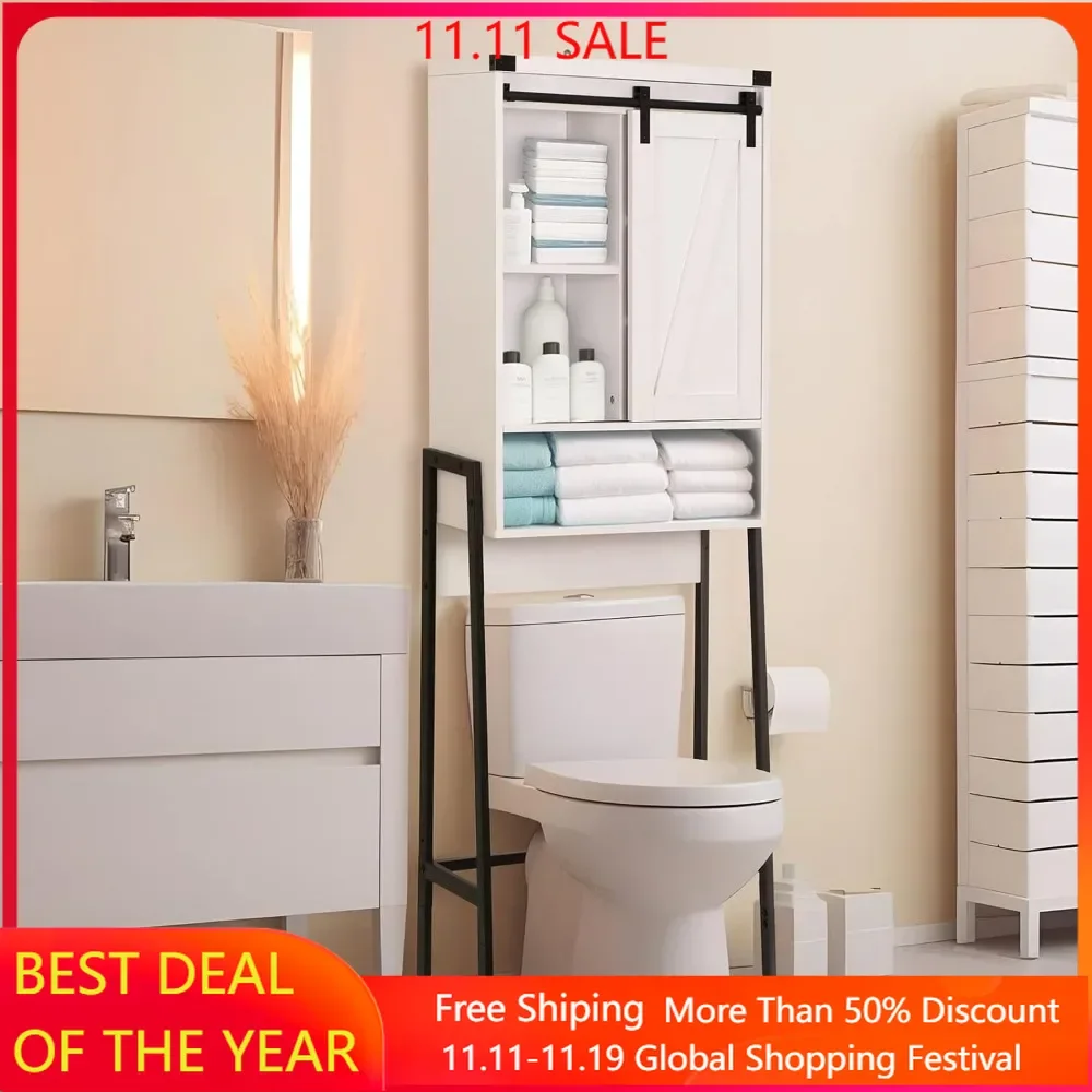 

Bathroom Cabinet,Over Toilet Organizer, Bathroom Storage Cabinet Over Toilet,with Adjustable Shelf,Sliding Door