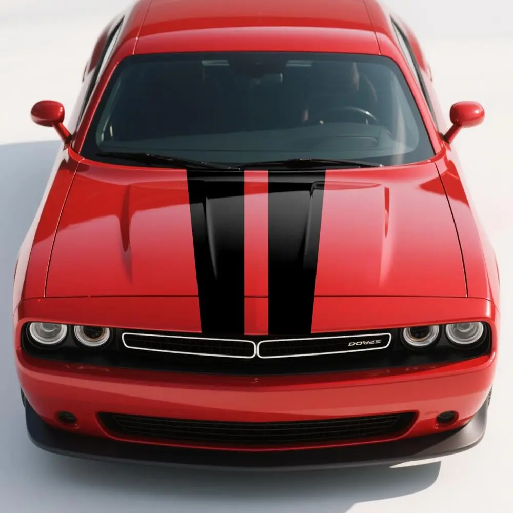 รถ Hood Bonnet Racing ไวนิล Decal สติกเกอร์ลายชุดใช้งานร่วมกับ Dodge Challenger 2008-ปัจจุบัน