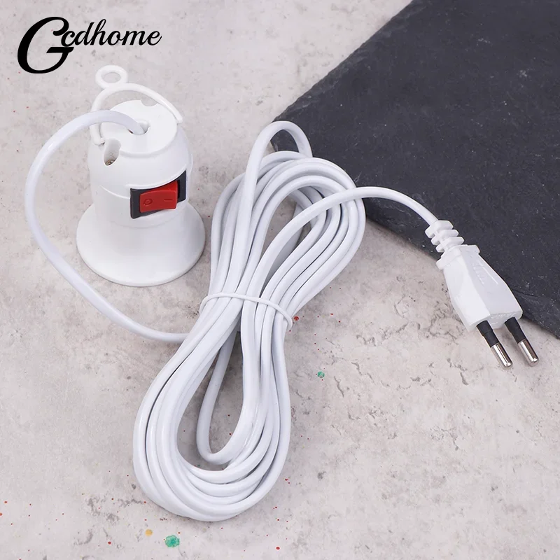 EU Plug 4M Power Cord Cables E27 Lamp Base Holder With Switch For Pendant Led Bulbs Fixture Hanglamp Suspension Socket