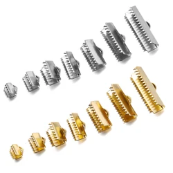 20-30Pcs Stainless steel Gold Crimp End Bead Buckle Tip Clasp Cord Flat Cover Clasps For DIY Bracelet Connectors Jewelry Making