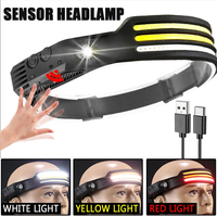 USB Rechargeable LED Sensor Headlamp XPE+COB Head Light Torch for Fishing Lantern 18650 Battery Waterproof Camping Flashlight