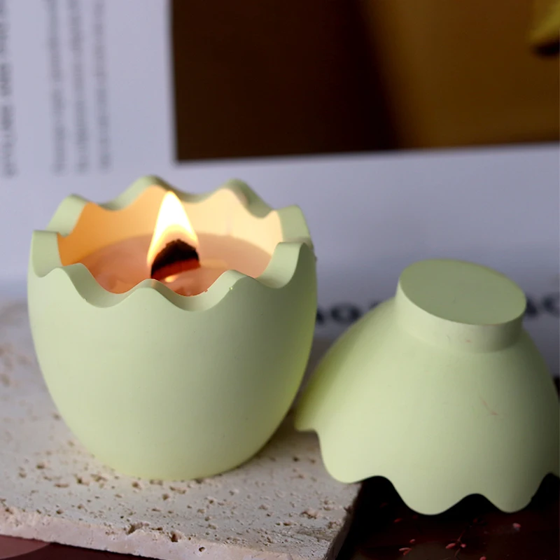 Egg Shape Candle Jar Mold DIY Storage Box Silicone Molds with Lid Egg Candle Cup Gypsum Resin Mould Craft Making Home Decoration