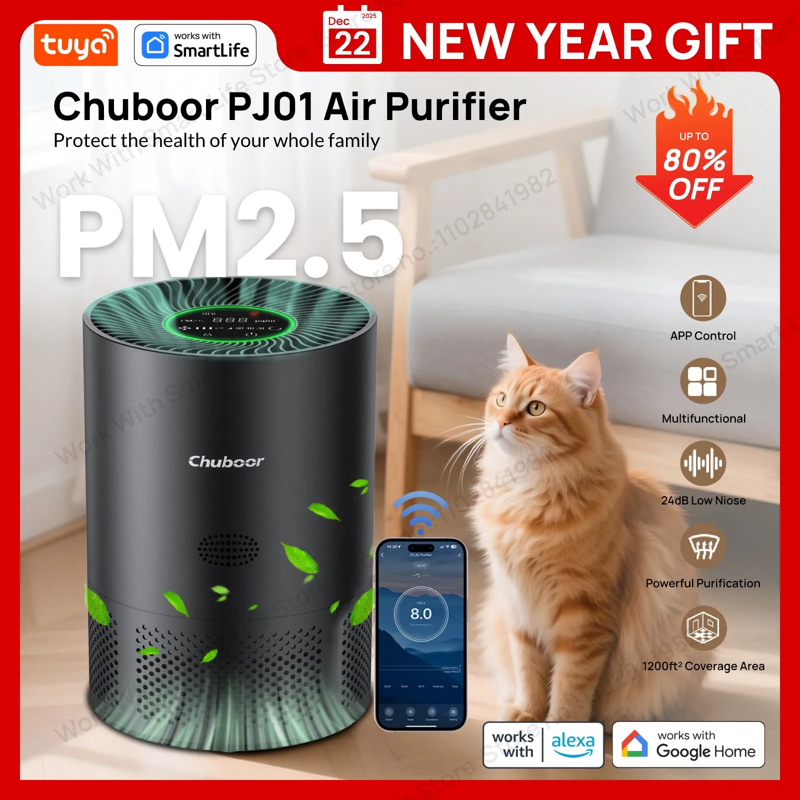 

Air Purifier for Home Bedroom Dorm Room, W/App&Alexa Control,3-in-1 Filter with HEPA Sleep Mode for Allergens, Pollutants, Smoke