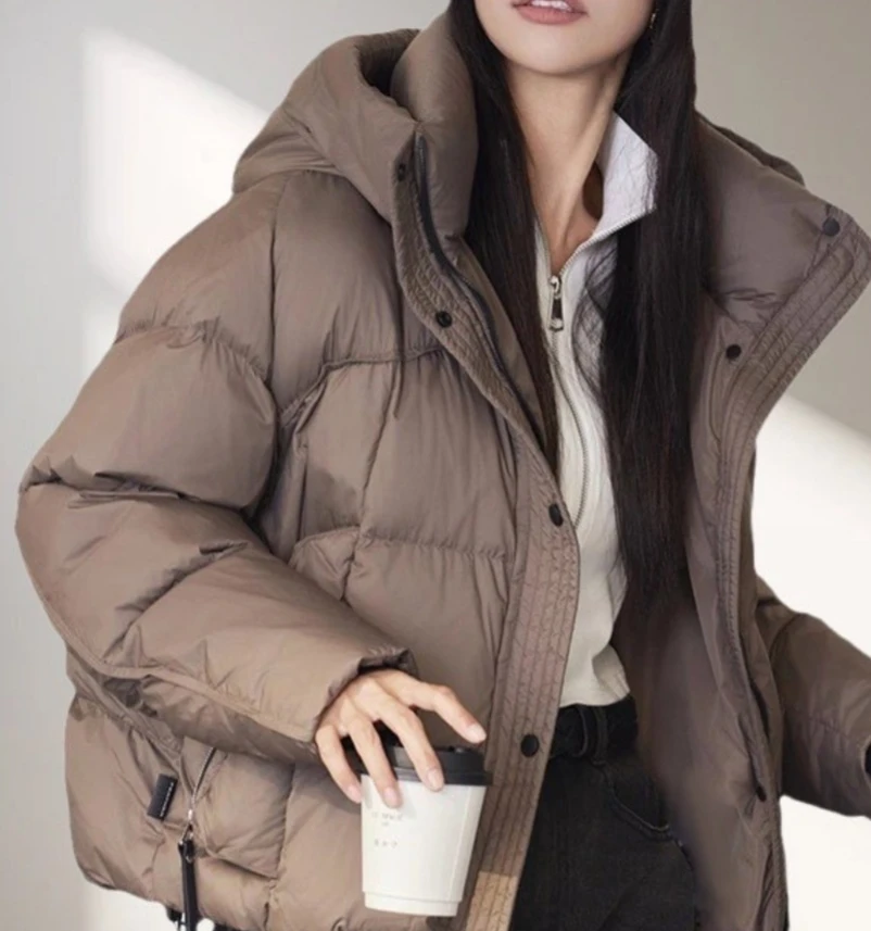 

Women Short White Duck Down Jacket Winter Duck Feather Coat Woman Korean Style Fashion Puffer Jacket