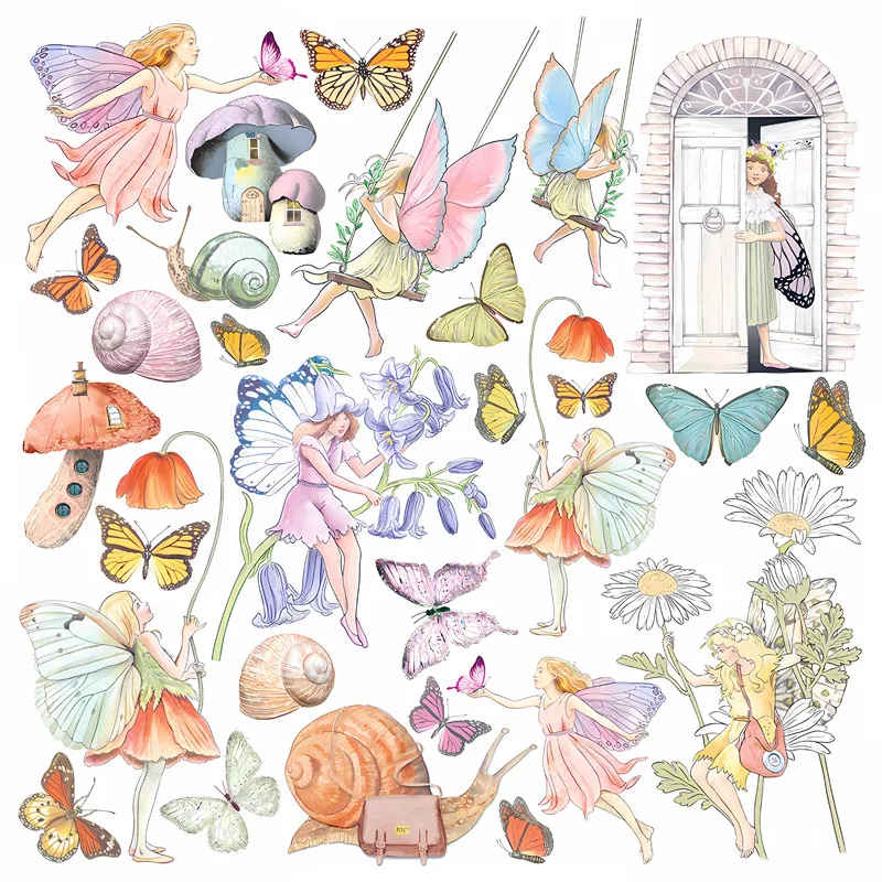 1Pack Cute Magic Fairy Mushroom Butterfly Sticker DIY Craft Scrapbooking Album Junk Journal Decorative Stickers