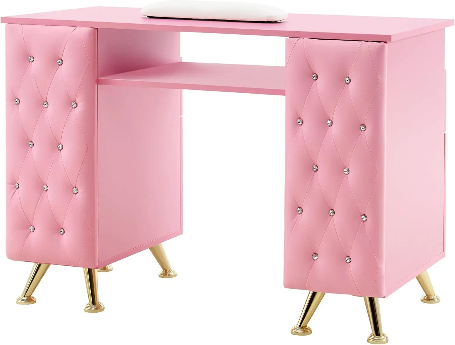 Manicure Table with Drawers, Acetone Resistant Nail Desk, Spa Salon Storage Equipment 2671 (Pink)