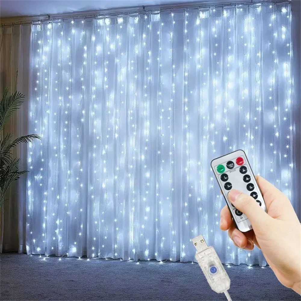 Luci a LED in filo di rame Luci per tende Stringa USB Telecomando Decorazione natalizia per la camera da letto di nozze
