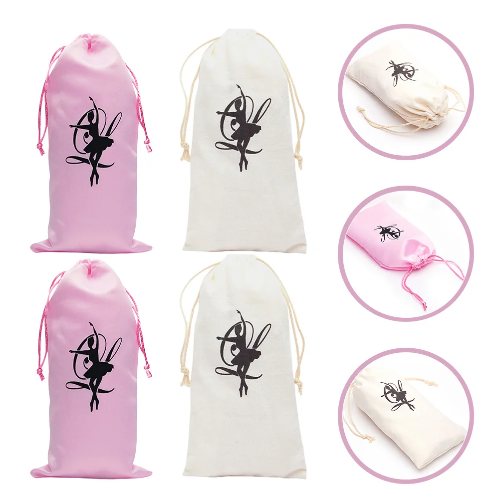 

1 Pair Ballet Shoe Bag Soft Sole Drawstring Pouch For Travel Practice Washable Canvas Satin Dance Shoe Storage Organizer For