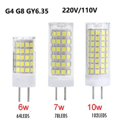 1PC Dimmable 10w G4 G8 GY6.35 LED Bulb AC220V 110V Small Mini Ceramic Corn Light 102 leds Replace 100w Halogen 3000k 4000k 6000k