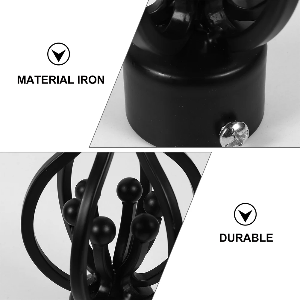 

4pcs Curtain Rod Decorative Finals Black Iron Hollow Roman Pole End For Home Office Drapery Twisted Cage Finials Plug