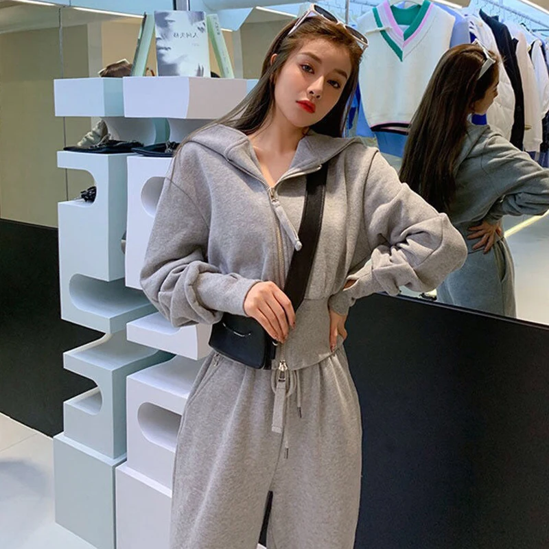 Pink Sweatshirt And Long Pants Casual Sportswear Set for Women New 2026 Autumn Fashion Two-Piece Set Leisure Street Style