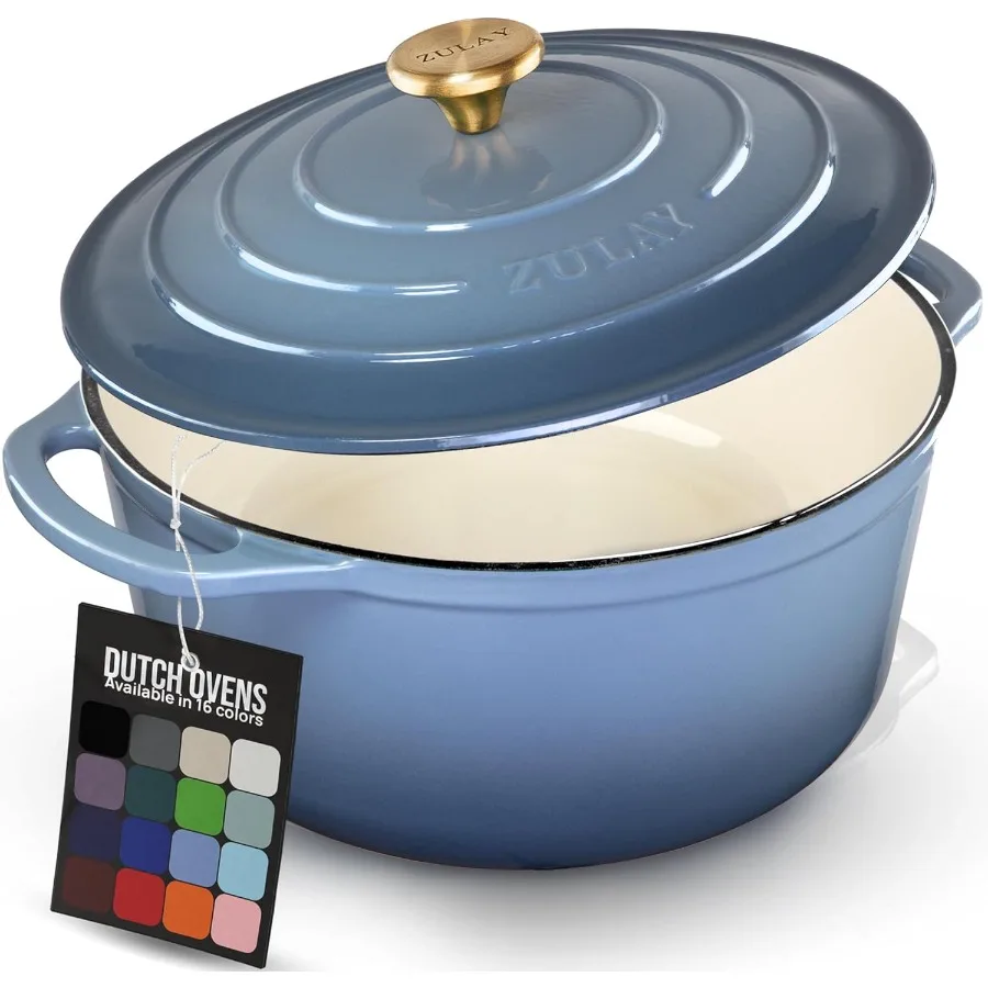 

6 Quart Enameled Cast Iron Dutch Oven Pot with Lid Premium Durability Oven Safe up to 500F Heavy Duty Cookware Perfect for Brea
