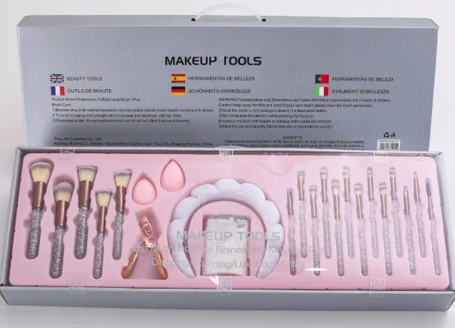 

18 алмазных кистей для макияжа, инкрустированных бриллиантами, резинки для волос с бриллиантами, бигуди и другие инструменты для макияжа, индивидуальный логотип