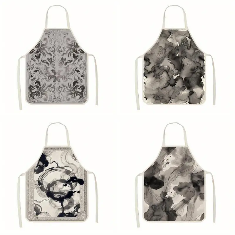

Elegant Monochrome Aprons Linen Apron, Suitable For Kitchen Cooking, Parent-Child Interaction, Painting And Other Scenarios