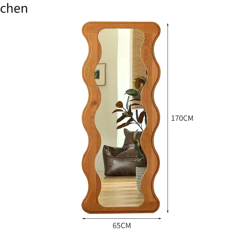 light luxury wave full-length mirror art wall-mounted clothing store fitting mirror full-body bedroom floor mirror