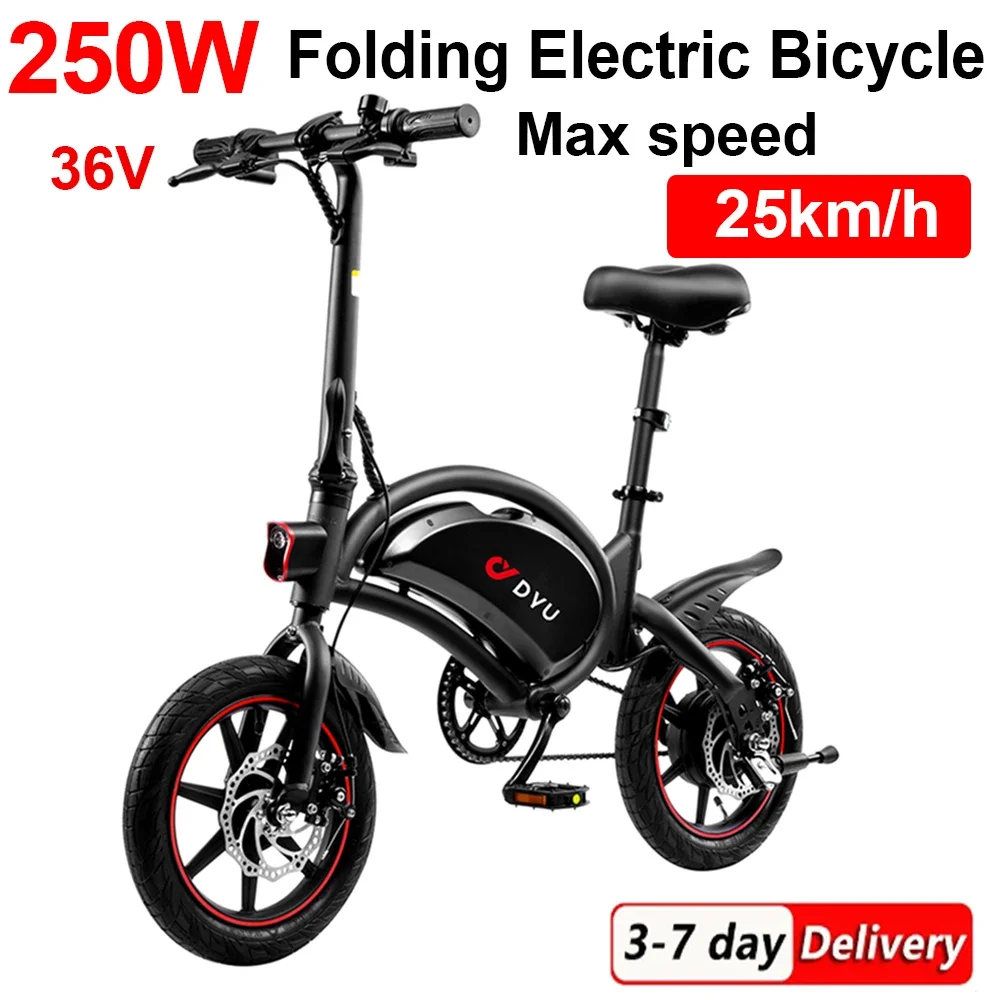 

36V 250W e-Bike Folding Electric Bicycle Commuter City E-Bike 10AH Lithium Battery 14 inch Assist E Bike 14" Mini Electric Bike