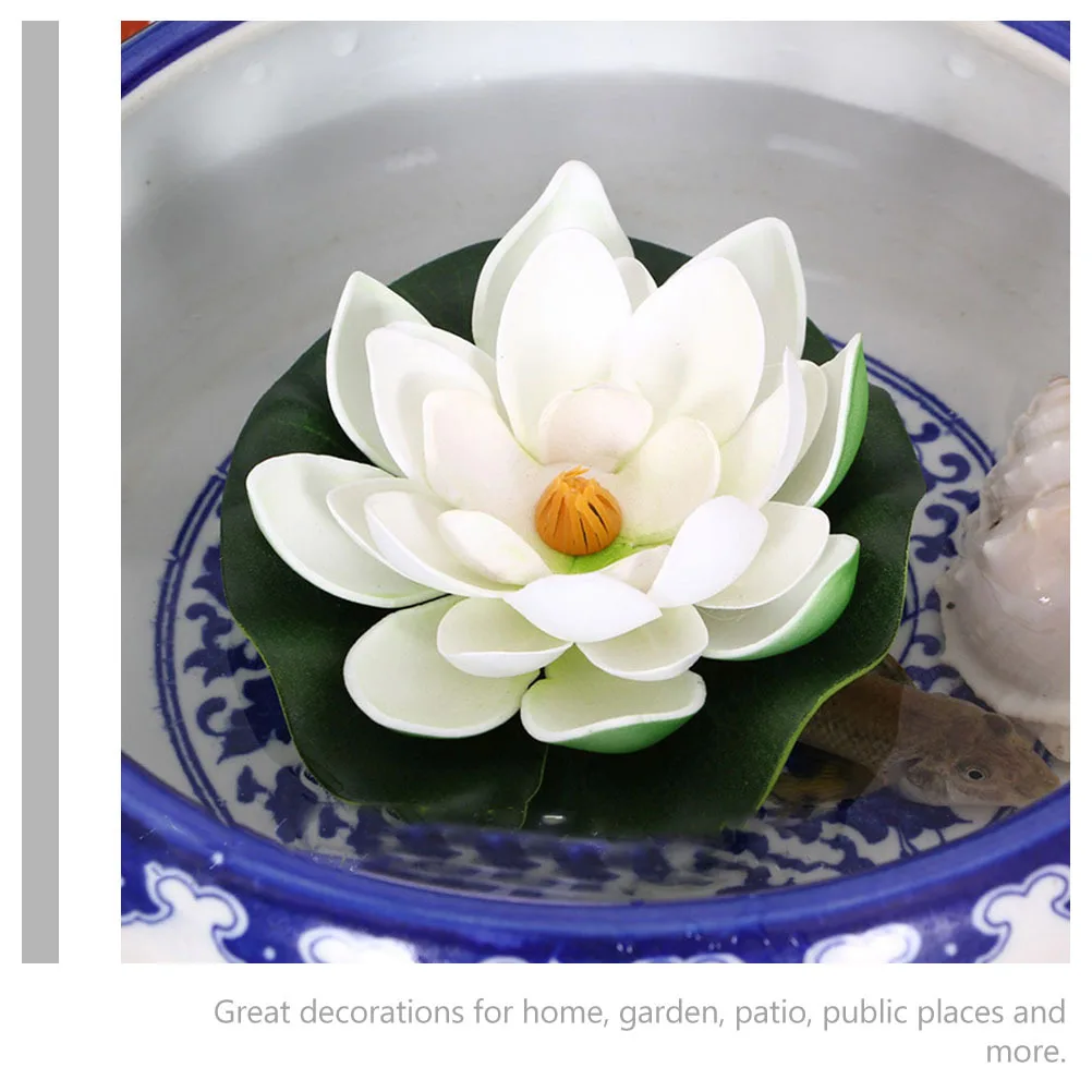 

8pcs Artificial Floating Lotus Pond Decor Simulation Water Lilies For Garden Home Aquarium Fake Lily Pads Pool Ornament